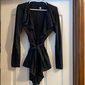 Jockey ruffled tied jersey sweater